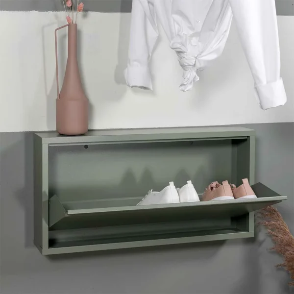 1 Klappen Schuhschrank In Graugrün – Brisco 4
