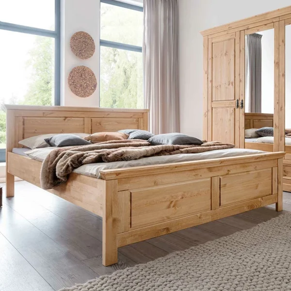 180×200 Landhausbett Aus Kiefer Gebeizt & Geölt – Voeca 3