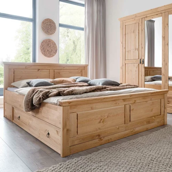180×200 Landhausbett Aus Kiefer Gebeizt & Geölt – Voeca 4