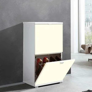 2 Klappen Schuhschrank In Creme & Weiß Iasella 91 Cm Hoch 9