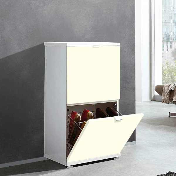 2 Klappen Schuhschrank In Creme & Weiß Iasella 91 Cm Hoch 3