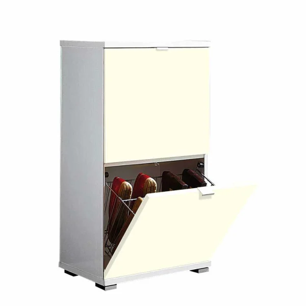 2 Klappen Schuhschrank In Creme & Weiß Iasella 91 Cm Hoch 1