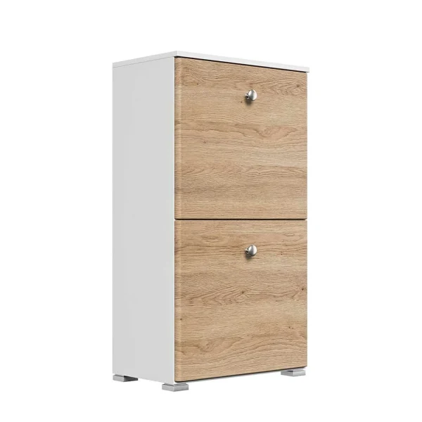 2 Klappen Schuhschrank Mit Metallgriffen – Rilian I 3