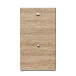 2 Klappen Schuhschrank Mit Metallgriffen – Rilian I 12