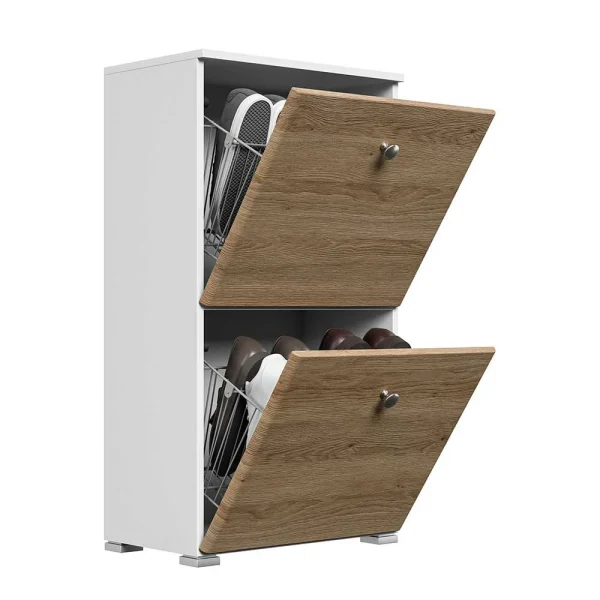 2 Klappen Schuhschrank Mit Metallgriffen – Rilian I 5