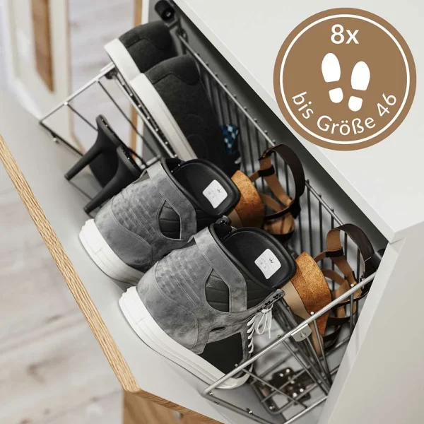 2 Klappen Schuhschrank Mit Metallgriffen – Rilian I 6