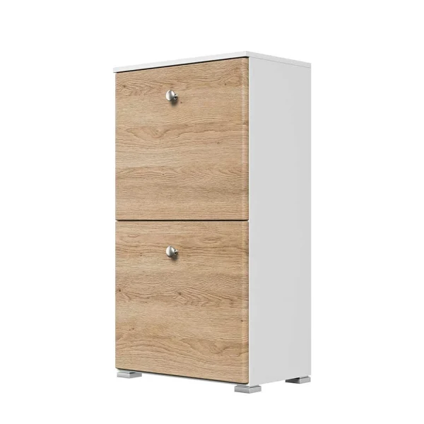 2 Klappen Schuhschrank Mit Metallgriffen – Rilian I 1