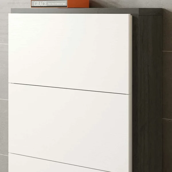 80x120x27 Schuhschrank In Weiß & Schwarzgrau – Burano 5