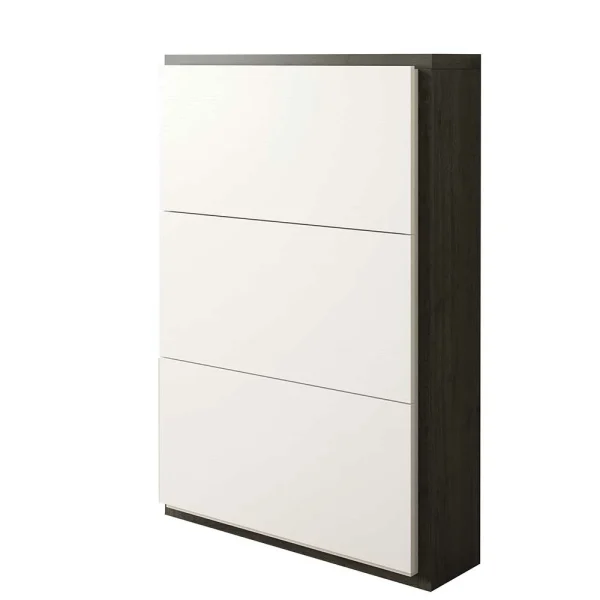80x120x27 Schuhschrank In Weiß & Schwarzgrau – Burano 1