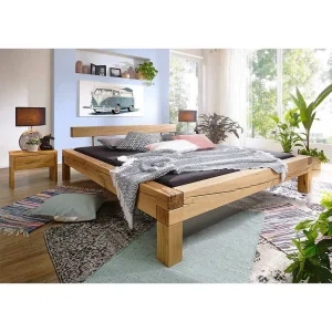 Balken Wildeiche Bett & Nachttische – Satton I (dreiteilig) 10