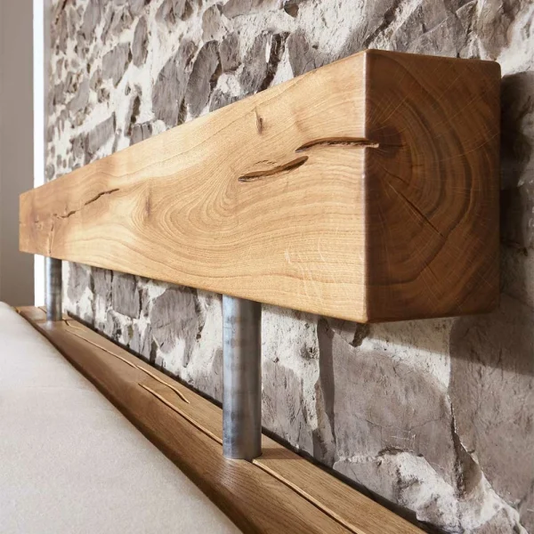 Balken Wildeiche Bett & Nachttische – Satton I (dreiteilig) 7