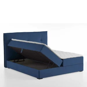Boxbett Stauraumbett In Blau Webstoff – Vinkoja 16