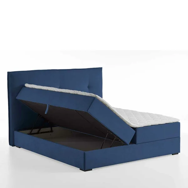 Boxbett Stauraumbett In Blau Webstoff – Vinkoja 6
