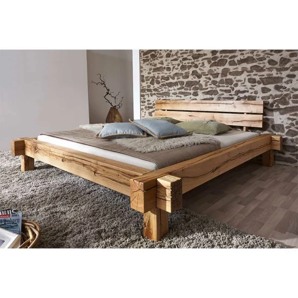 Charmantes Wildeiche Bett Mit Balken Rahmen – Satton 3