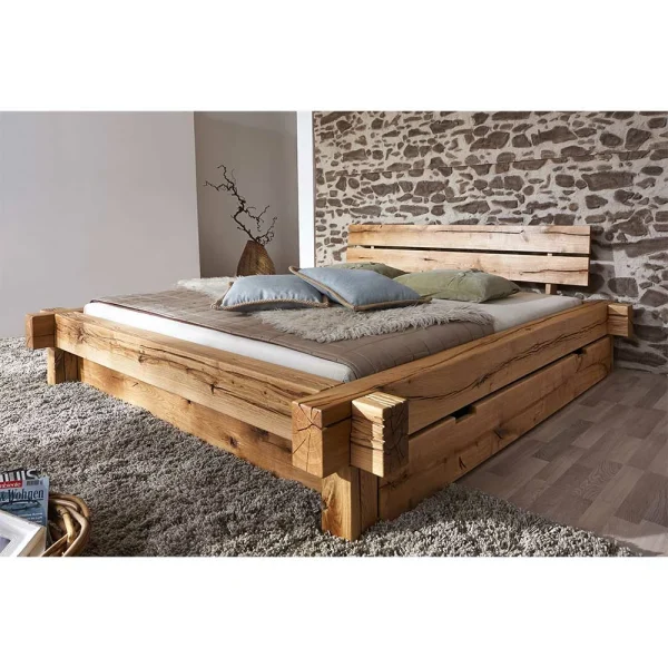 Charmantes Wildeiche Bett Mit Balken Rahmen – Satton 4