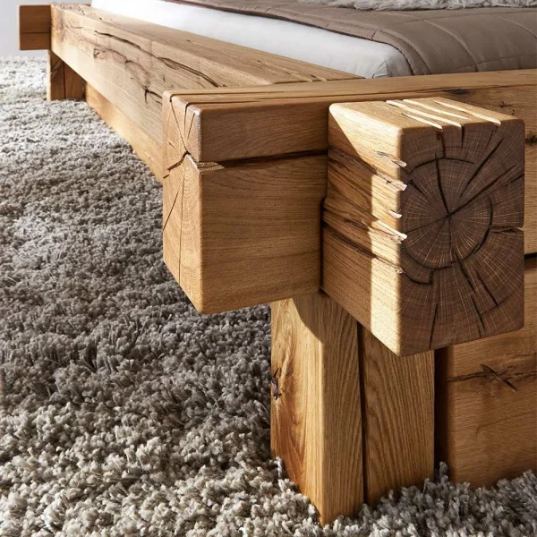 Charmantes Wildeiche Bett Mit Balken Rahmen – Satton 5