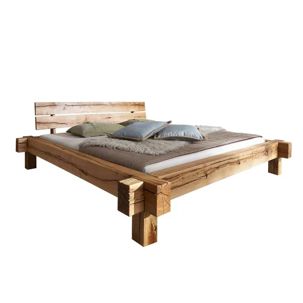 Charmantes Wildeiche Bett Mit Balken Rahmen – Satton 1