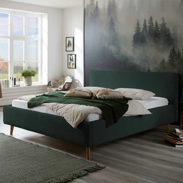 Doppelbett In Dunkelgrün Cord – Topra 3