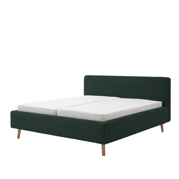 Doppelbett In Dunkelgrün Cord – Topra 1