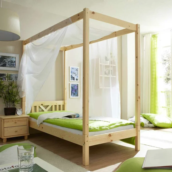 Echtholz Himmelbett Als Einzelbett – Pless 3