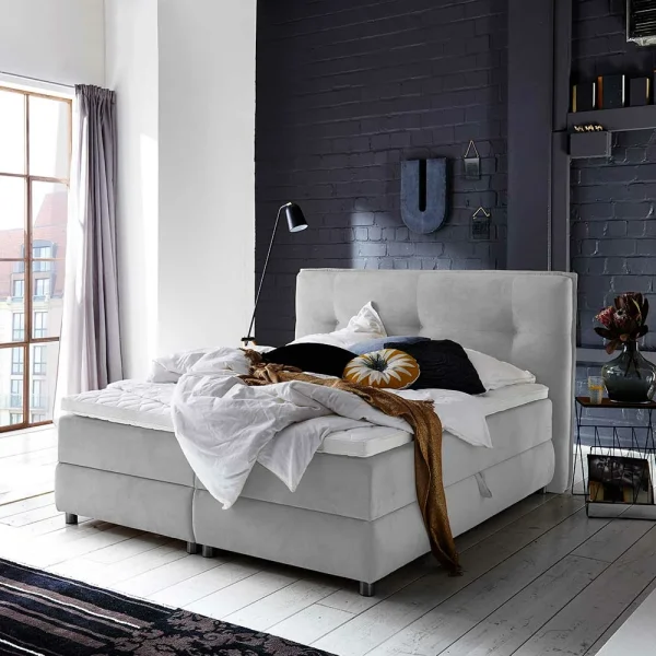 Hellgraues Boxspringbett Mit Stauraum In 180×200 – Zita 3