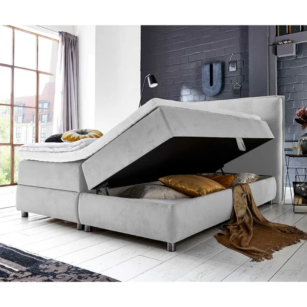 Hellgraues Boxspringbett Mit Stauraum In 180×200 – Zita 4