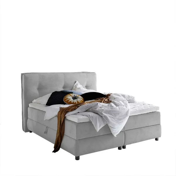 Hellgraues Boxspringbett Mit Stauraum In 180×200 – Zita 1