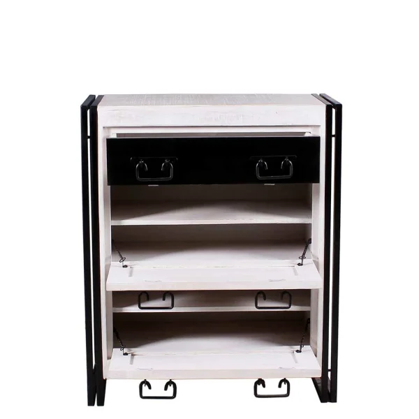 Industrial Schuhschrank In Weiß & Schwarz – Crenada 4
