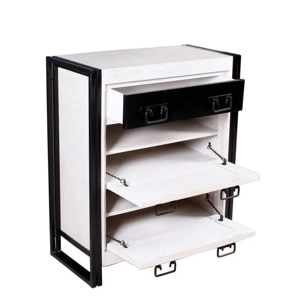 Industrial Schuhschrank In Weiß & Schwarz – Crenada 5
