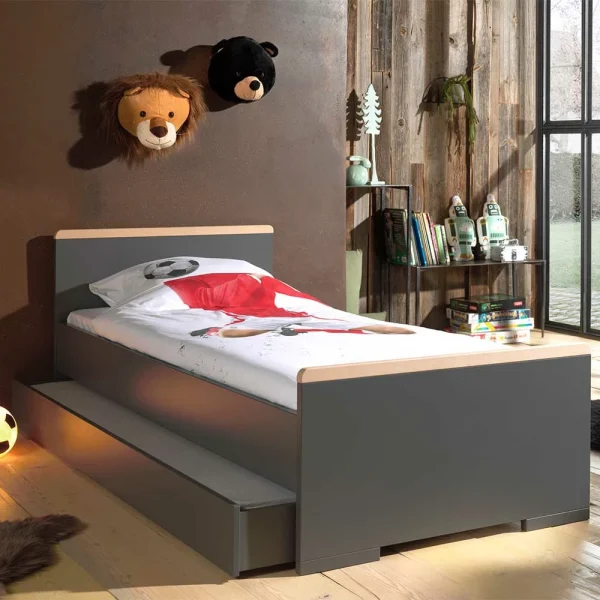 Modernes Jugendzimmer Bett In Anthrazit – Navlius 1