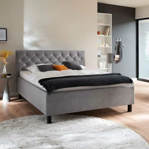 Modernes Stoffbett Mit Bettkasten In Hellgrau – Villaro 10