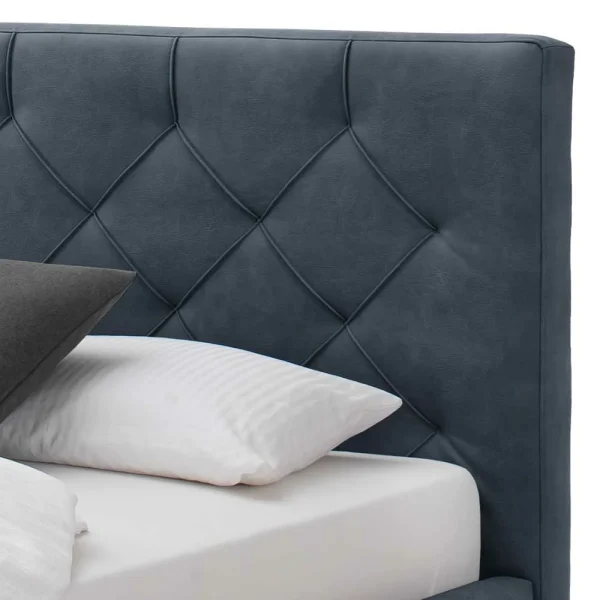 Polsterbett In Blaugrau & Schwarz – Renzo 4