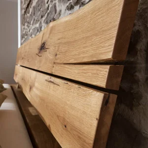 Rustikales Holzbett Mit Kopfteil Baumkante – Satton 16