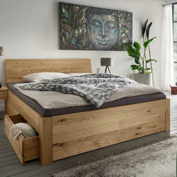 Schubladenbett Aus Wildeiche Massivholz – Zennian 1