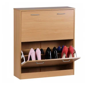 Schuhschrank Mit 2 Klappen In Buche Dekor – Betim 10