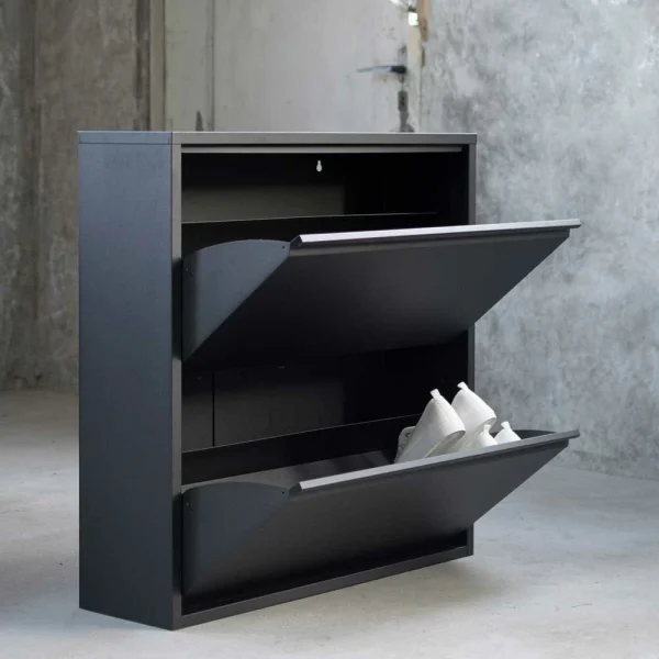 Schwarzer Schuhschrank Aus Stahl – Silo 5