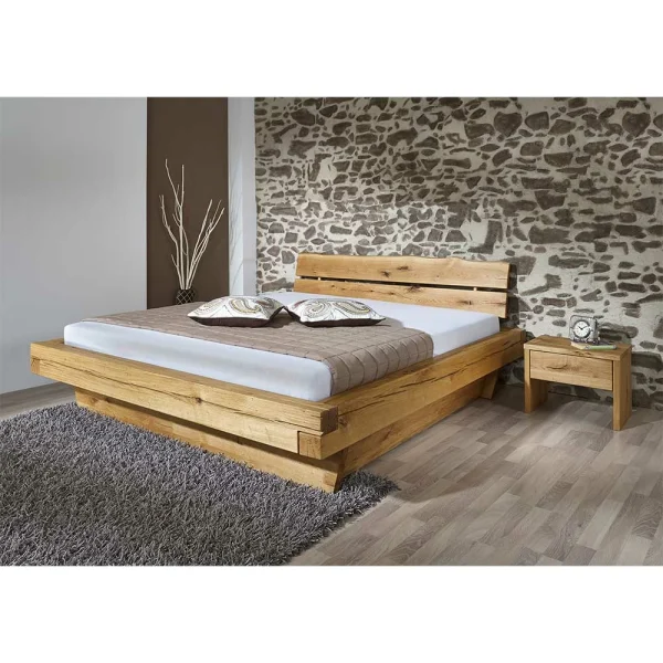 Set Wildeiche-Bett & Nachtkonsolen – Satton (dreiteilig) 3