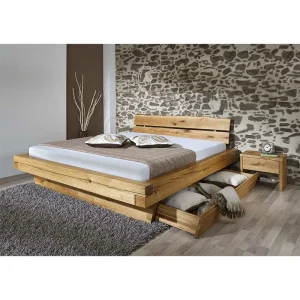 Set Wildeiche-Bett & Nachtkonsolen – Satton (dreiteilig) 12