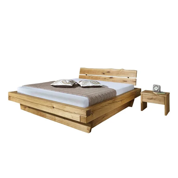 Set Wildeiche-Bett & Nachtkonsolen – Satton (dreiteilig) 1