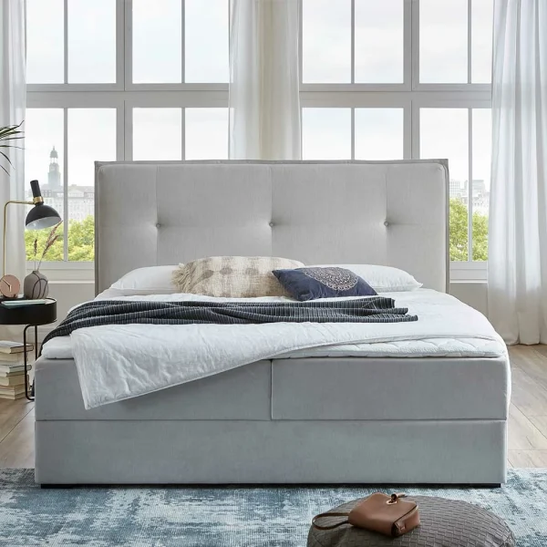 Stauraum Doppelbett In Hellgrau Stoff – Vensun 3
