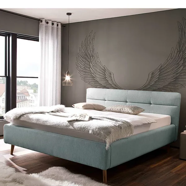 Stauraumbett In Hellem Blau & Eiche – Armele 3