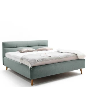 Stauraumbett In Hellem Blau & Eiche – Armele 12