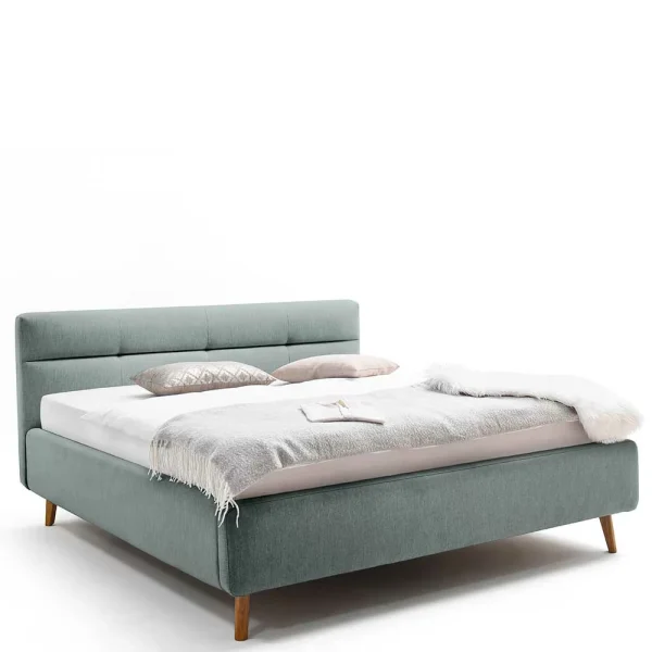 Stauraumbett In Hellem Blau & Eiche – Armele 4