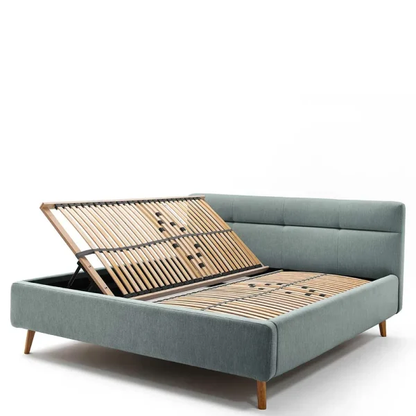 Stauraumbett In Hellem Blau & Eiche – Armele 5