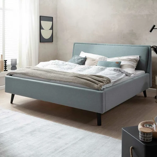 Stoff Bett In Hellblau Mit Schwarz – Longli 3