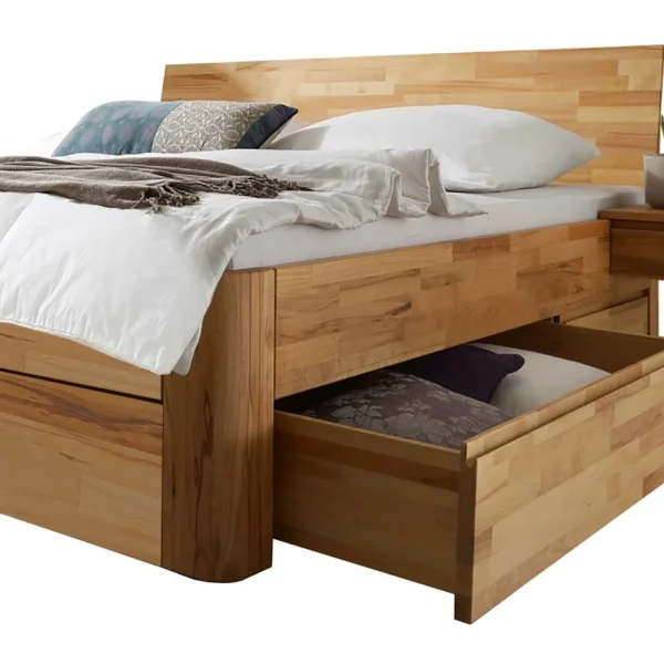 Tolles Bett Mit Bettkasten Aus Kernbuche – Jecana 4