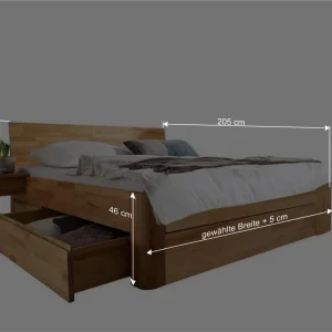 Tolles Bett Mit Bettkasten Aus Kernbuche – Jecana 12