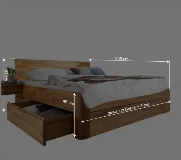 Tolles Bett Mit Bettkasten Aus Kernbuche – Jecana 5