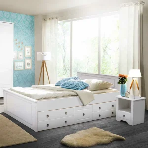 Weißes Bett & Nachttische – Velriva (dreiteilig) 10