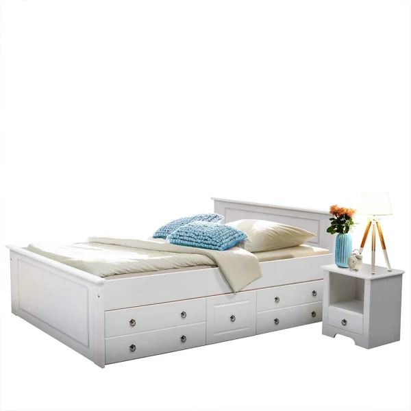 Weißes Bett & Nachttische – Velriva (dreiteilig) 1